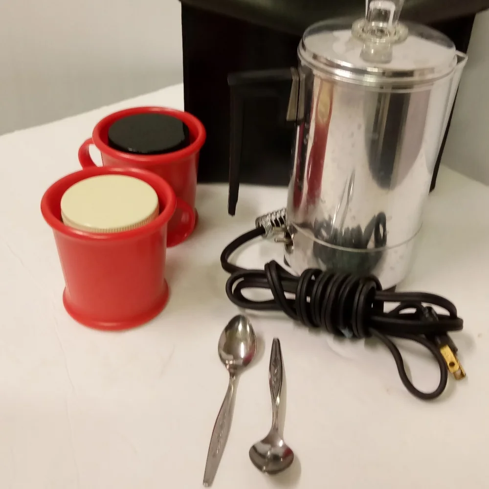 Empire Coffee Pot Travel Kit Electric Aluminum Vintage